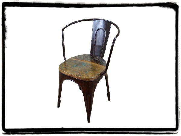 Rustic Iron with Wood Seat Dining Chair