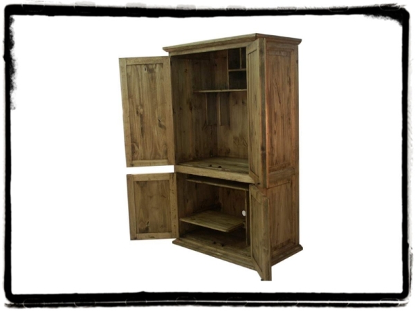 Rustic Wood Computer Armoire With Star